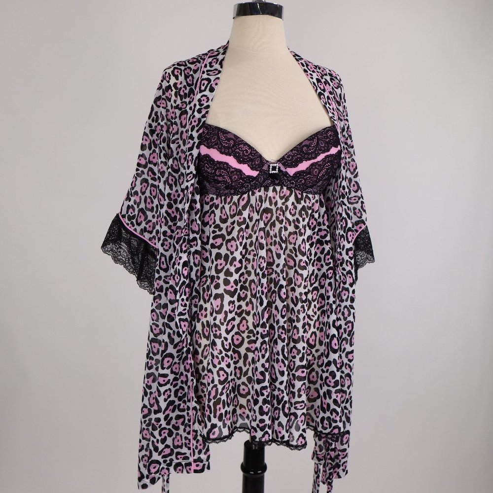 Cinema Etoile NWOT Nightgown Robe Lace Babydoll Set Peignoir Negligee Lingerie S
